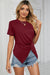 Ruched Round Neck Short Sleeve T-Shirt  Jessie Knowles