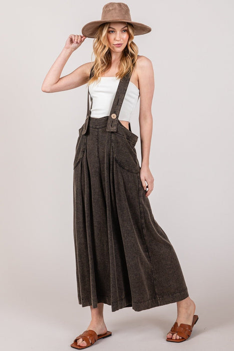 SAGE + FIG Wide Strap Wide Leg Overalls  Jessie Knowles