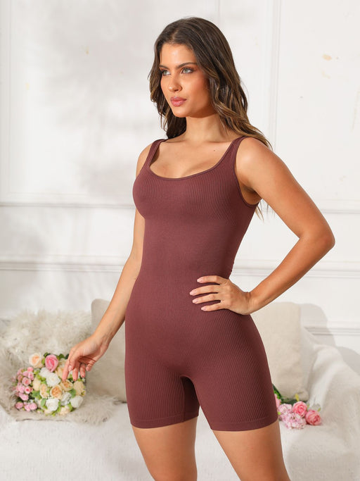 Scoop Neck Wide Strap Active Romper  Jessie Knowles