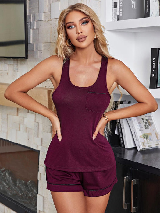 Scoop Neck Wide Strap Tank and Shorts Lounge Set  Jessie Knowles