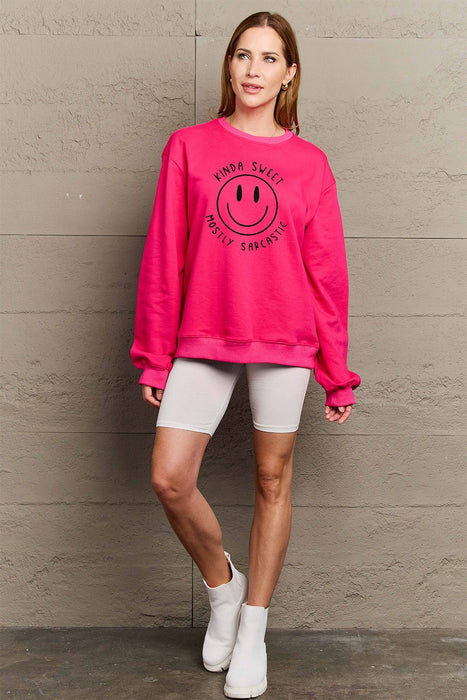 Simply Love Smiling Face Graphic Sweatshirt  Jessie Knowles