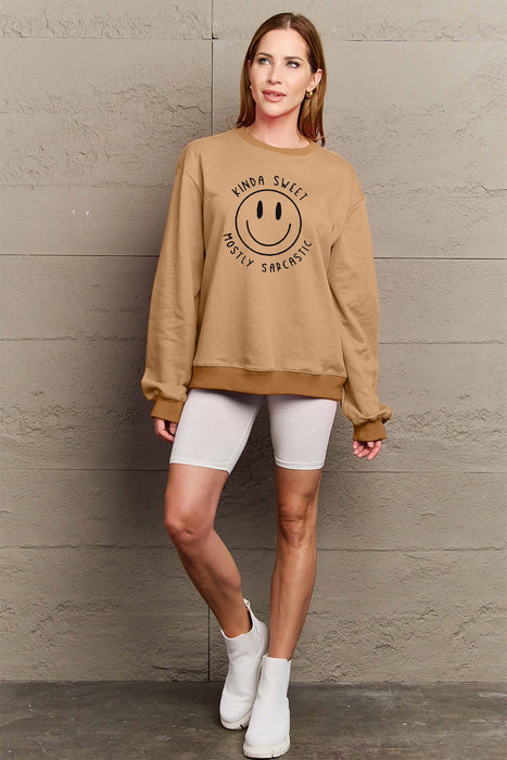 Simply Love Smiling Face Graphic Sweatshirt  Jessie Knowles