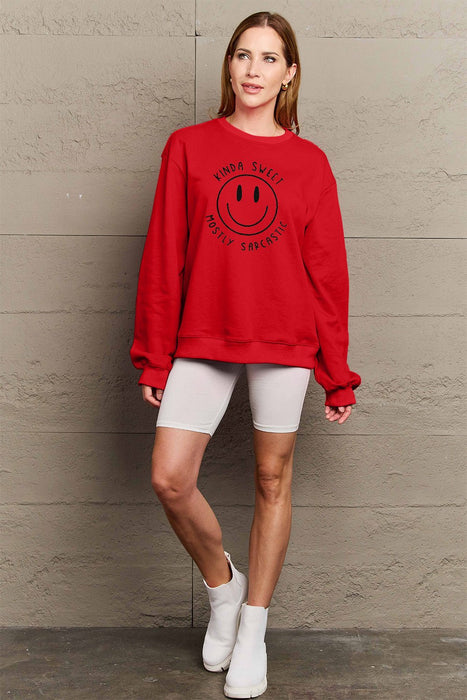 Simply Love Smiling Face Graphic Sweatshirt  Jessie Knowles