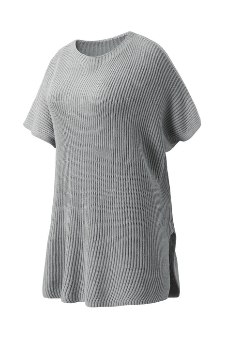 Slit Round Neck Short Sleeve Knit Top  Jessie Knowles