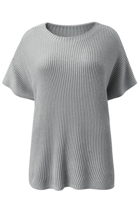 Slit Round Neck Short Sleeve Knit Top  Jessie Knowles