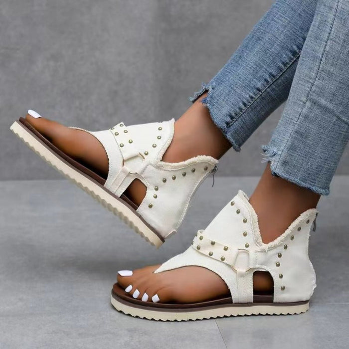 Studded Raw Hem Flat Sandals  Jessie Knowles