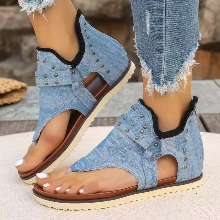 Studded Raw Hem Flat Sandals  Jessie Knowles