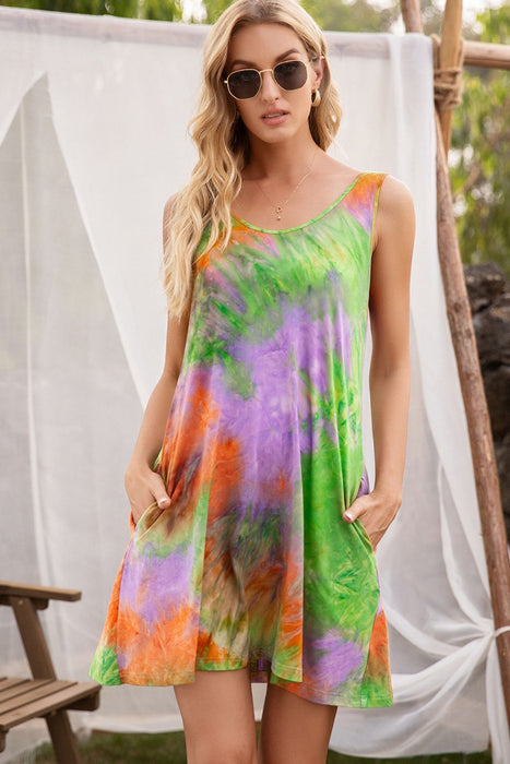 Tie-Dye Sleeveless Dress with Pockets DRESSES Jessie Knowles