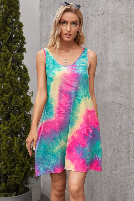 Tie-Dye Sleeveless Dress with Pockets DRESSES Jessie Knowles