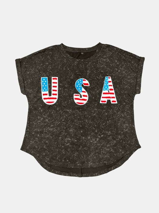 USA Round Neck Short Sleeve T-Shirt TOPS Jessie Knowles