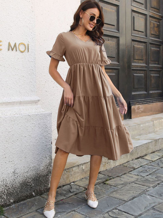 V-Neck Short Sleeve Midi Dress DRESSES Jessie Knowles