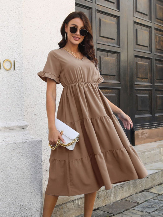 V-Neck Short Sleeve Midi Dress DRESSES Jessie Knowles