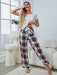 V-Neck Tee and Plaid Pants Lounge Set  Jessie Knowles