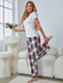 V-Neck Tee and Plaid Pants Lounge Set  Jessie Knowles