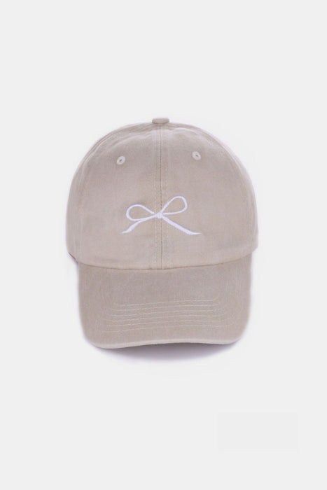 Zenana Bow Embroidered Washed Cotton Caps  Jessie Knowles