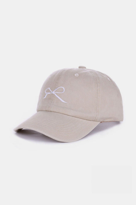 Zenana Bow Embroidered Washed Cotton Caps  Jessie Knowles