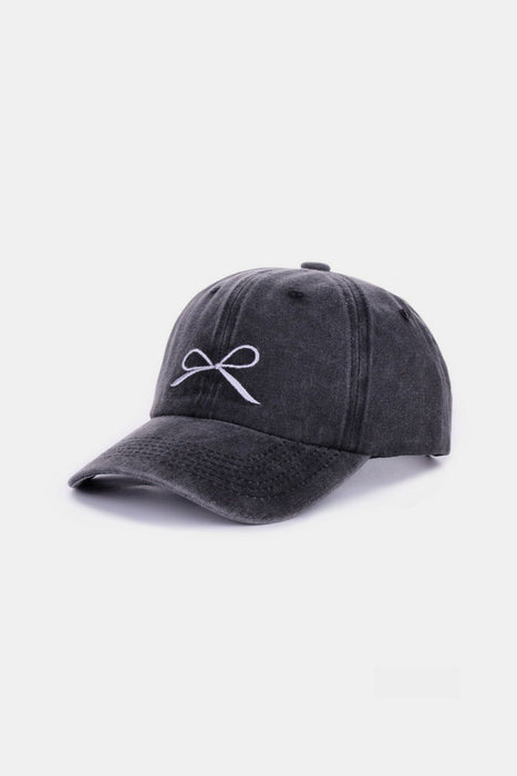 Zenana Bow Embroidered Washed Cotton Caps  Jessie Knowles