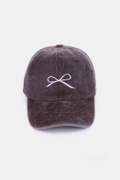 Zenana Bow Embroidered Washed Cotton Caps  Jessie Knowles