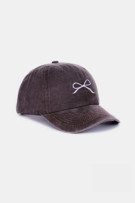 Zenana Bow Embroidered Washed Cotton Caps  Jessie Knowles