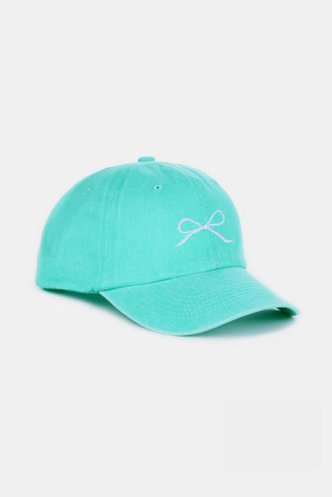 Zenana Bow Embroidered Washed Cotton Caps  Jessie Knowles