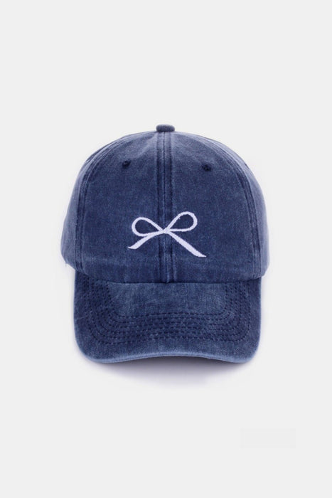 Zenana Bow Embroidered Washed Cotton Caps  Jessie Knowles