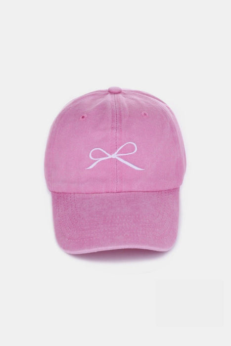 Zenana Bow Embroidered Washed Cotton Caps  Jessie Knowles