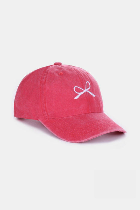 Zenana Bow Embroidered Washed Cotton Caps  Jessie Knowles