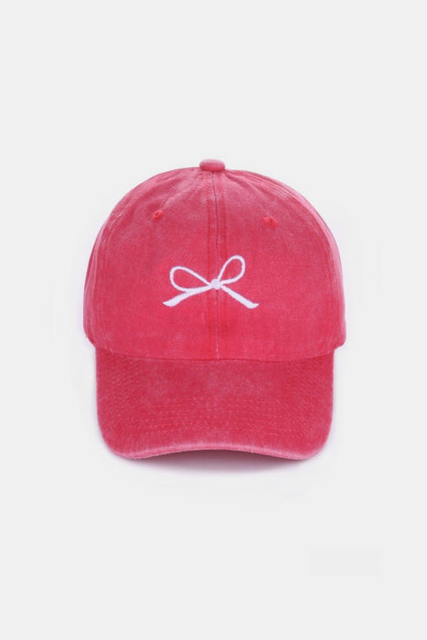 Zenana Bow Embroidered Washed Cotton Caps  Jessie Knowles