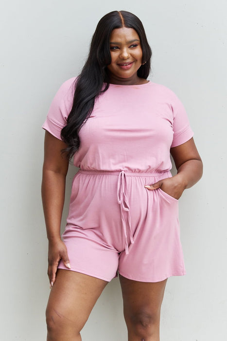 Zenana Chilled Out Short Sleeve Romper in Light Carnation Pink  Jessie Knowles