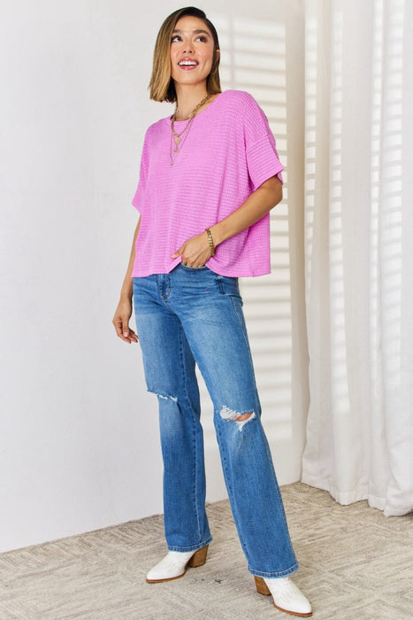 Zenana Round Neck Short Sleeve Top TOPS Jessie Knowles