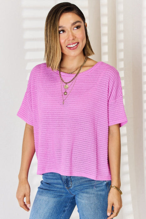 Zenana Round Neck Short Sleeve Top TOPS Jessie Knowles