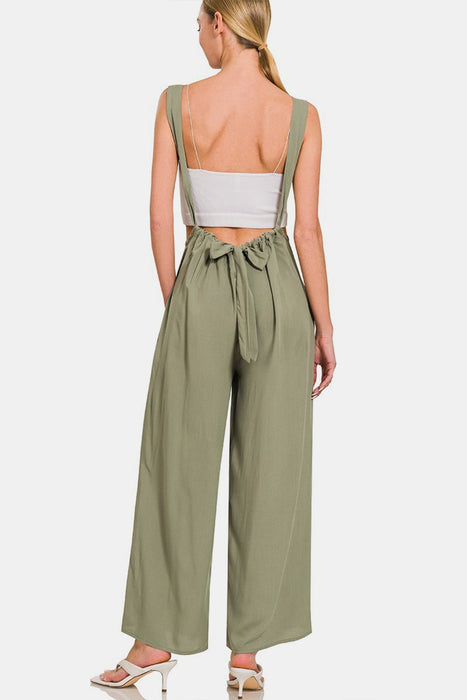 Zenana Pocketed Wide Strap Wide Leg Overalls  Jessie Knowles