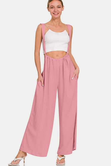 Zenana Pocketed Wide Strap Wide Leg Overalls  Jessie Knowles