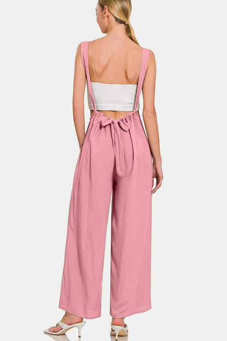 Zenana Pocketed Wide Strap Wide Leg Overalls  Jessie Knowles