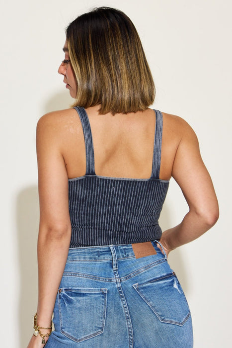 Zenana Ribbed Washed Square Neck Tank  Jessie Knowles