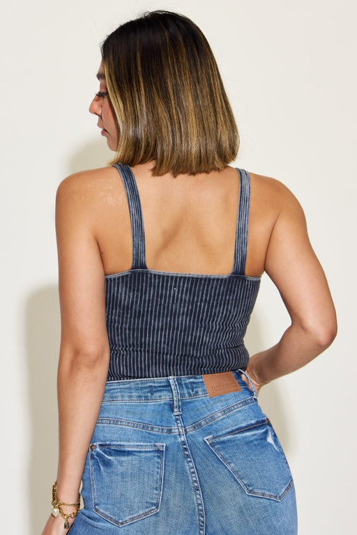 Zenana Ribbed Washed Square Neck Tank  Jessie Knowles