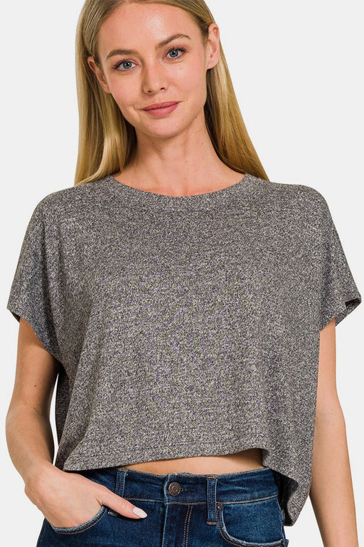 Zenana Short Sleeve Round Neck Cropped T-Shirt TOPS Jessie Knowles