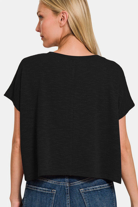 Zenana V-Neck Short Sleeve Crop T-Shirt  Jessie Knowles