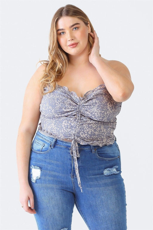 Zenobia Plus Size Drawstring Smocked Floral Tube Top  Jessie Knowles