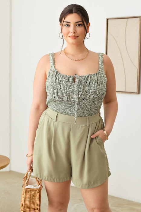 Zenobia Plus Size Half Elastic Waist Shorts with Pockets  Jessie Knowles